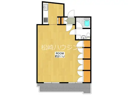 上高田四丁目団地1号棟(ワンルーム/6階)の間取り写真