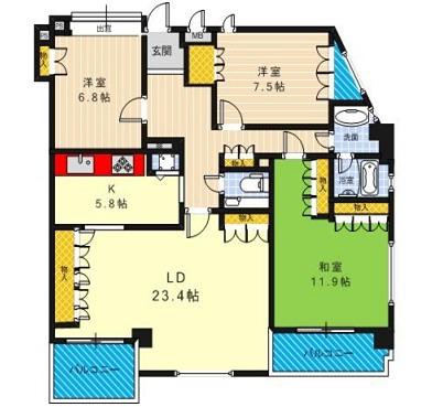 パレ豊中北桜塚(3LDK/3階)の間取り写真