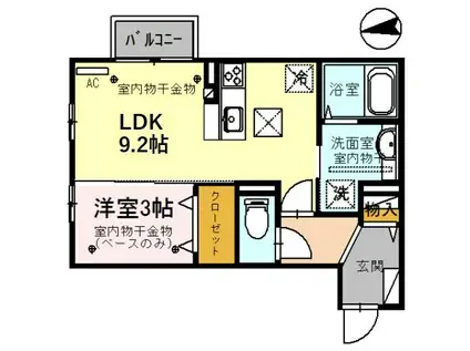 GRANCOSTAB棟(1LDK/1階)の間取り写真