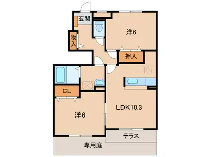 エスペランサI(2LDK/1階)の間取り写真