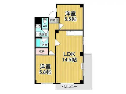 ライブハウスII(2LDK/3階)の間取り写真