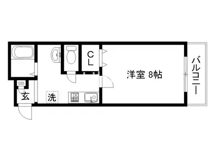 ティムール九条(1K/5階)の間取り写真