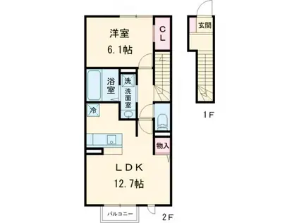 ROSE GARDEN(1LDK/2階)の間取り写真