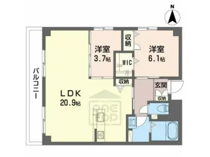 アンソレイユK(2LDK/1階)の間取り写真