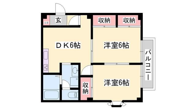 レジデンス北新在家(2DK/1階)の間取り写真