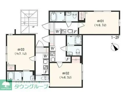 アザーレ・パッシオ本厚木A(1K/2階)の間取り写真