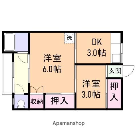 岩出コーポメイト(2K/2階)の間取り写真