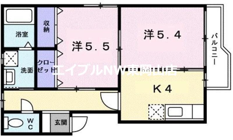 ヴィラ・フォンティーヌ(2K/2階)の間取り写真