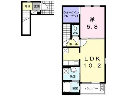 カーサ ヴィオラ(1LDK/2階)の間取り写真