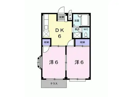 エルディムS(2DK/1階)の間取り写真