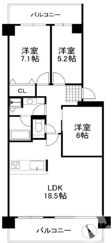 イトーピア泉北深井(3LDK/4階)の間取り写真