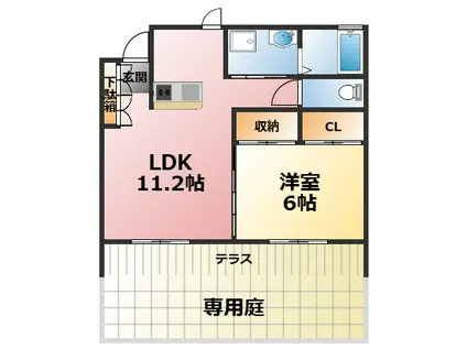 トリニティーコート(1LDK/1階)の間取り写真