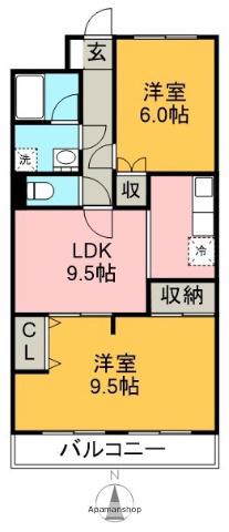 ロイヤルマンション横井(2DK/3階)の間取り写真