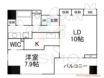 アーデンタワー福島(1LDK/9階)の間取り写真