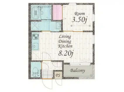 CHERIM 本陣十王町 サウス(1LDK/2階)の間取り写真