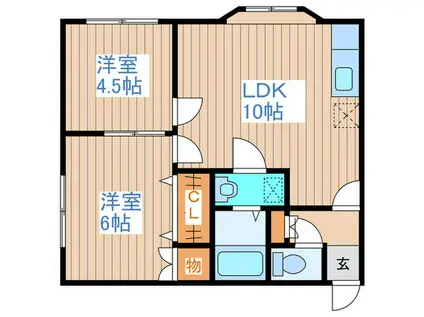 サンシャインパーク(2LDK/2階)の間取り写真