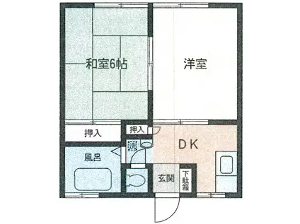 コートリベルテⅠ(2DK/2階)の間取り写真