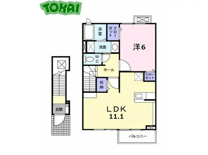 ヴィラ・プロスパー B棟(1LDK/2階)の間取り写真