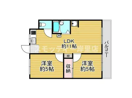 リアライズ玉出(2LDK/6階)の間取り写真