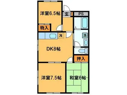 ヴェルドミール(3DK/2階)の間取り写真