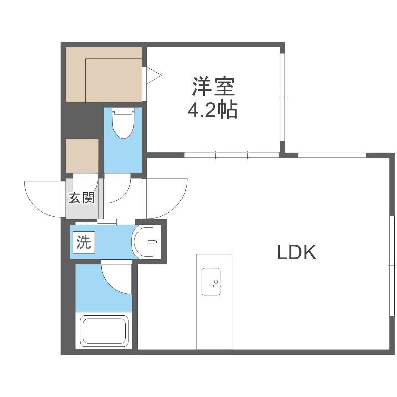 カレラ学園前(1LDK/3階)の間取り写真