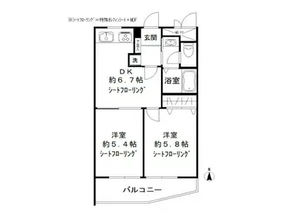 碑文谷メゾン(2DK/3階)の間取り写真