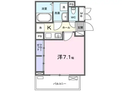 ヒカルサ熊谷曙町(1K/2階)の間取り写真