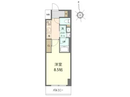 グランステラ(1K/4階)の間取り写真