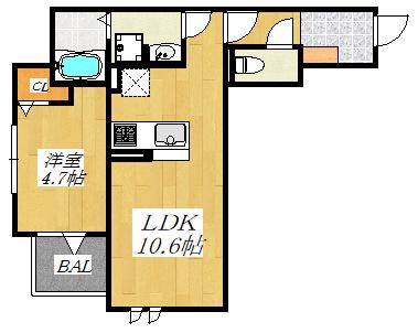 セレスティア豊島N(1LDK/2階)の間取り写真