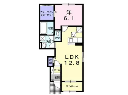 シンフォニーI(1LDK/1階)の間取り写真