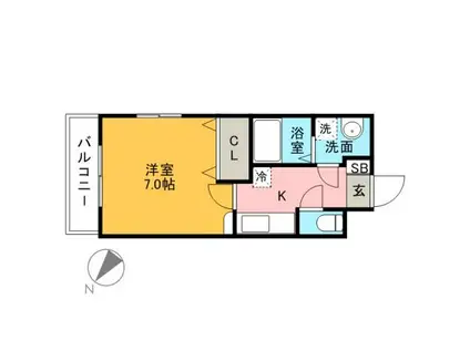 エンクレスト博多駅前III(1K/2階)の間取り写真