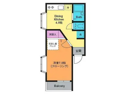 フィフティーベルA(1K/1階)の間取り写真