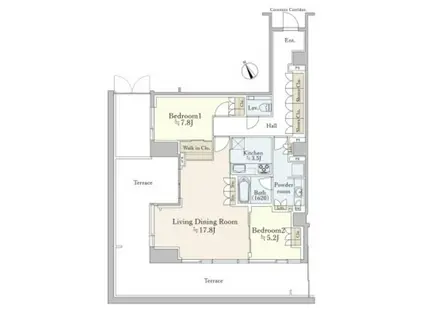 プレミスト南青山(2LDK/1階)の間取り写真