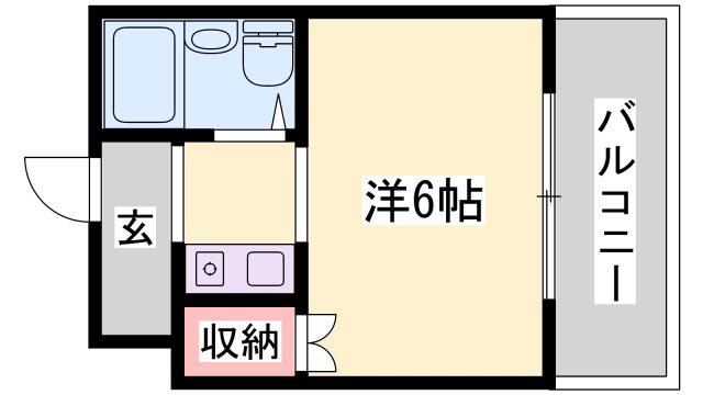 ピースハイツ(ワンルーム/1階)の間取り写真