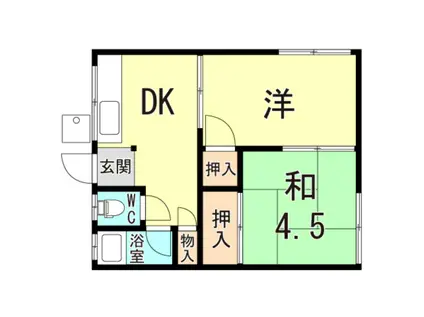 長田区高東町アパート(2K/1階)の間取り写真