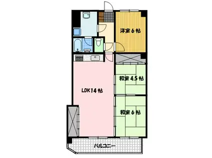 サンロード富士(3LDK/4階)の間取り写真