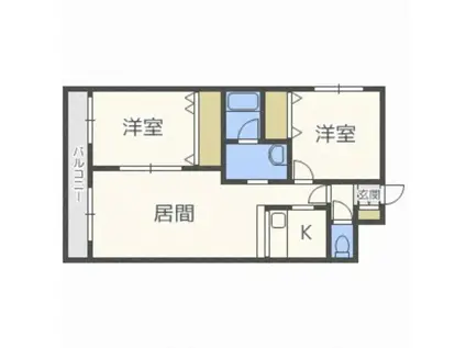 インフィニティ南円山(2LDK/4階)の間取り写真