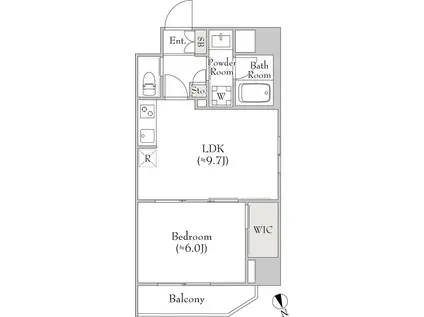 ルミークアン北上野(1LDK/10階)の間取り写真