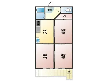 グランシエル秋月(3DK/2階)の間取り写真