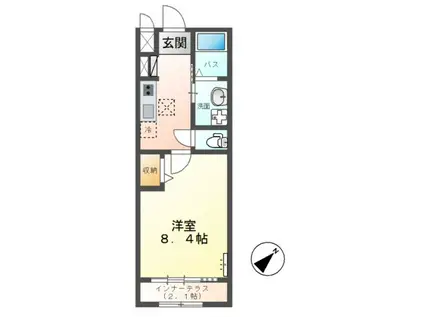 ペルティカ(1K/1階)の間取り写真