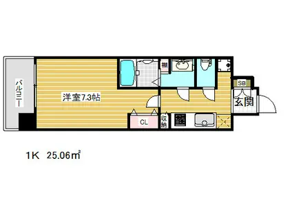 ダブルスタイル神戸2(1K/6階)の間取り写真