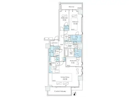 パークコート一番町(3LDK/7階)の間取り写真