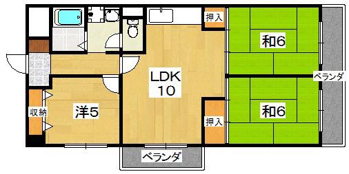 西尾ハイツ(3LDK/3階)の間取り写真