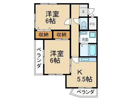 グランデ東香里I(2K/5階)の間取り写真