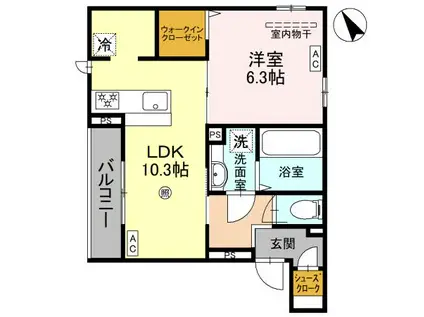 ドレ II(1LDK/3階)の間取り写真