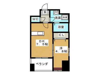 ペイサージュ文京(1DK/6階)の間取り写真