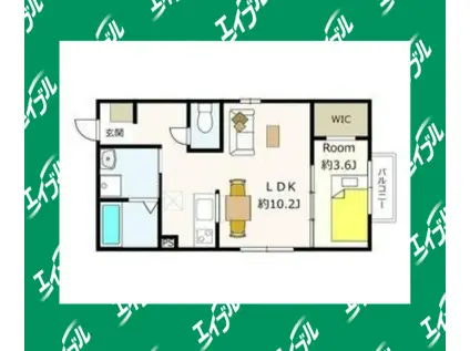 茜さす春のセラビィ(1LDK/1階)の間取り写真