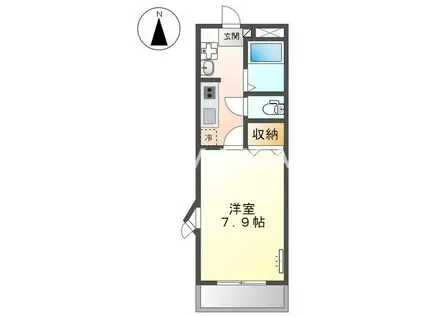 カスティージョII(1K/2階)の間取り写真