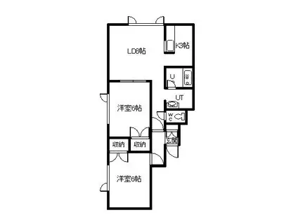 カナドール末広(2LDK/1階)の間取り写真