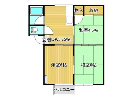 ファミール黄金浜(3DK/1階)の間取り写真